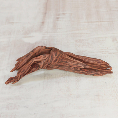 Driftwood sculpture, 'Glorious Beauty II' - Abstract Sal Driftwood Sculpture from India
