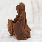 Driftwood sculpture, 'Friends of Nature' - Hand Carved Driftwood Sculpture of Three Friends