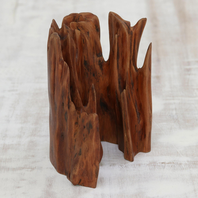 Driftwood sculpture, 'Nature’s Brilliance' - Hand Carved Driftwood Sculpture of Beauty of Nature
