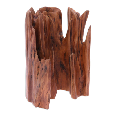 Driftwood sculpture, 'Nature’s Brilliance' - Hand Carved Driftwood Sculpture of Beauty of Nature