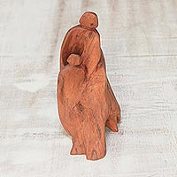 Driftwood sculpture, 'Affection' - Signed Driftwood Sculpture Depicting Two Friends from India