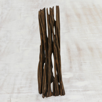Escultura de madera flotante - Escultura de madera flotante tallada a mano de llamas verticales