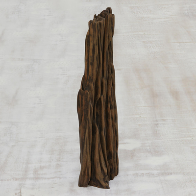 Driftwood sculpture, 'Fire Power' - Hand Carved Driftwood Sculpture of Vertical Flames