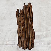 Driftwood sculpture, 'Secret Pathways' - Hand Carved Driftwood Sculpture Secret Paths in Nature