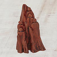 Driftwood sculpture, 'Mountain Climb' - Signed Khair Driftwood Sculpture from India