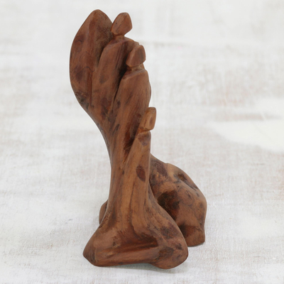 Driftwood figurine, 'Peace of Mind' - Artisan Crafted Tun Driftwood Figurine from India