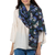 Wool shawl, 'Delight of Spring' - Blue and Green Floral Motif Wool Shawl from India thumbail