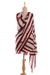 Wool shawl, 'Claret Bliss' - Claret-Striped Wool Shawl Crafted in India (image 2d) thumbail