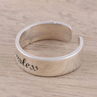 Sterling silver wrap ring, 'Be Fearless' - Handcrafted Sterling Silver Wrap Ring from India