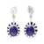 Lapis lazuli dangle earrings, 'Blue Ribbon Flower' - Lapis Lazuli and Sterling Silver Flower Dangle Earrings