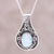 Larimar pendant necklace, 'Heavenly Sea' - Larimar and Sterling Silver Scrollwork Pendant Necklace