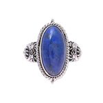 Lapis lazuli cocktail ring, 'Vast Sky' - Oval Lapis Lazuli and Sterling Silver Cocktail Ring