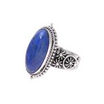 Lapis lazuli cocktail ring, 'Vast Sky' - Oval Lapis Lazuli and Sterling Silver Cocktail Ring