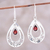 Garnet dangle earrings, 'Fascinating Scarlet' - Sterling Silver and Garnet Pear-Shaped Dangle Earrings