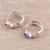 Amethyst hoop earrings, 'Eventide Glow' - Oval Amethyst and Sterling Silver Openwork Hoop Earrings (image 2b) thumbail