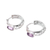 Amethyst hoop earrings, 'Eventide Glow' - Oval Amethyst and Sterling Silver Openwork Hoop Earrings