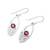 Garnet dangle earrings, 'Scarlet Garden' - Garnet Sterling Silver Heart Openwork Oval Dangle Earrings (image 2c) thumbail