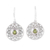 Peridot dangle earrings, 'Elegant Daisy' - Peridot and Sterling Silver Flower Circle Dangle Earrings