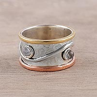 Featured review for Rainbow moonstone band ring, Sparkling Union