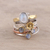 Rainbow moonstone cocktail ring, 'Rain Flowers' - Mixed Metals Floral Rainbow Moonstone Ring from India