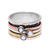 Cultured pearl meditation spinner ring, 'Nestled Trio' - Cultured Pearl and Metal Trio Meditation Spinner Ring thumbail