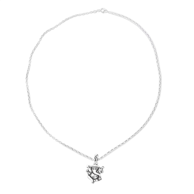 Sterling silver pendant necklace, 'Proud Ganesha' - Sterling Silver Ganesha Pendant Necklace from India