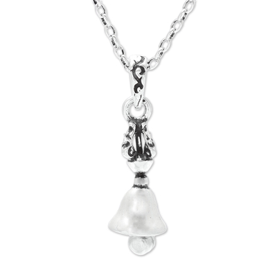 Sterling silver pendant necklace, 'Holy Bell' - Sterling Silver Bell Pendant Necklace from India