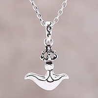Sterling silver pendant necklace, 'Graceful Swing' - Elegant Sterling Silver Pendant Necklace from India