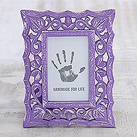 Lilac Purple Shabby Chic Mango Wood Photo Frame 4x6 Inch,'Purple Bliss'
