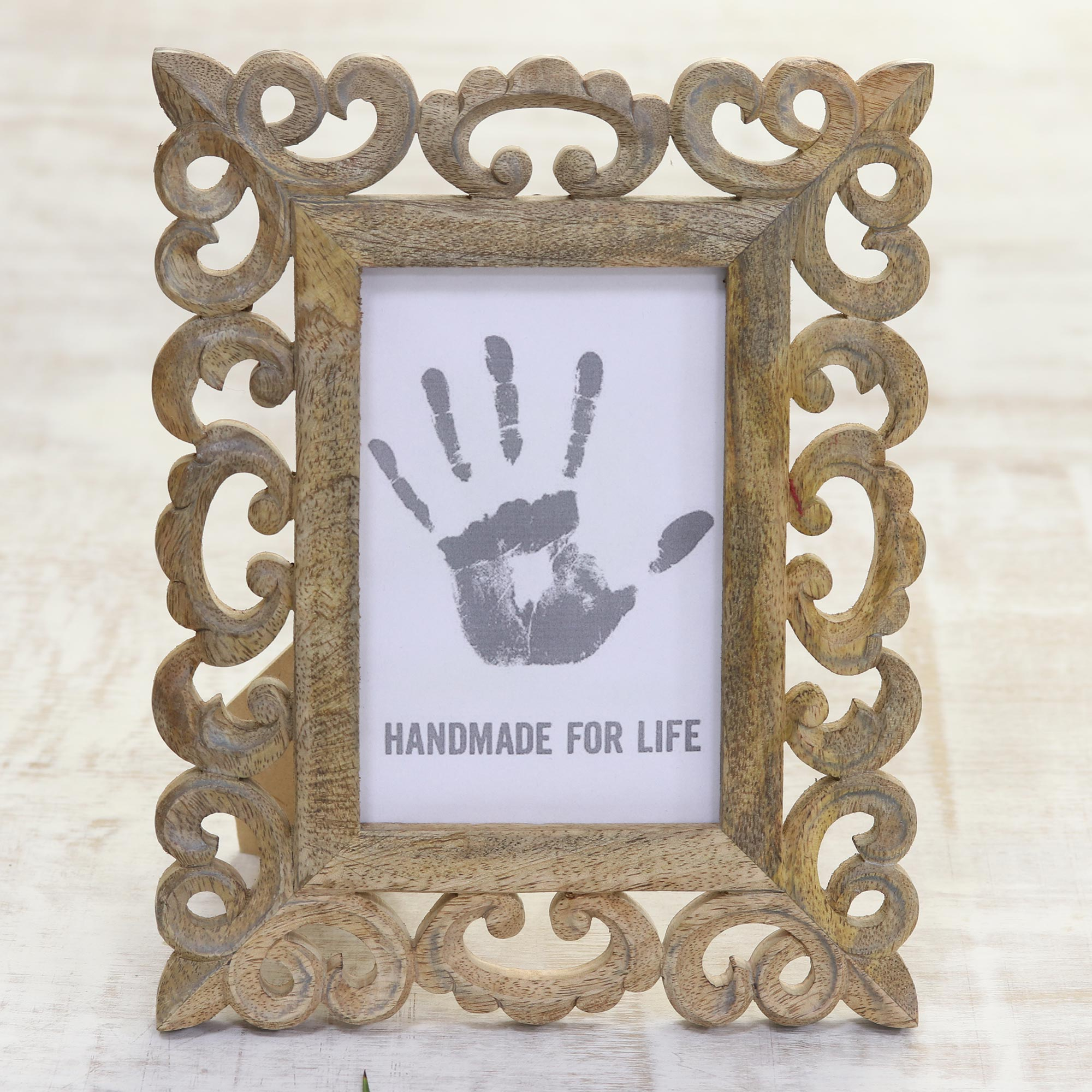 Hand Carved Wooden Photo Frame with Antiqued Finish (4x6) - Moradabad  Memories