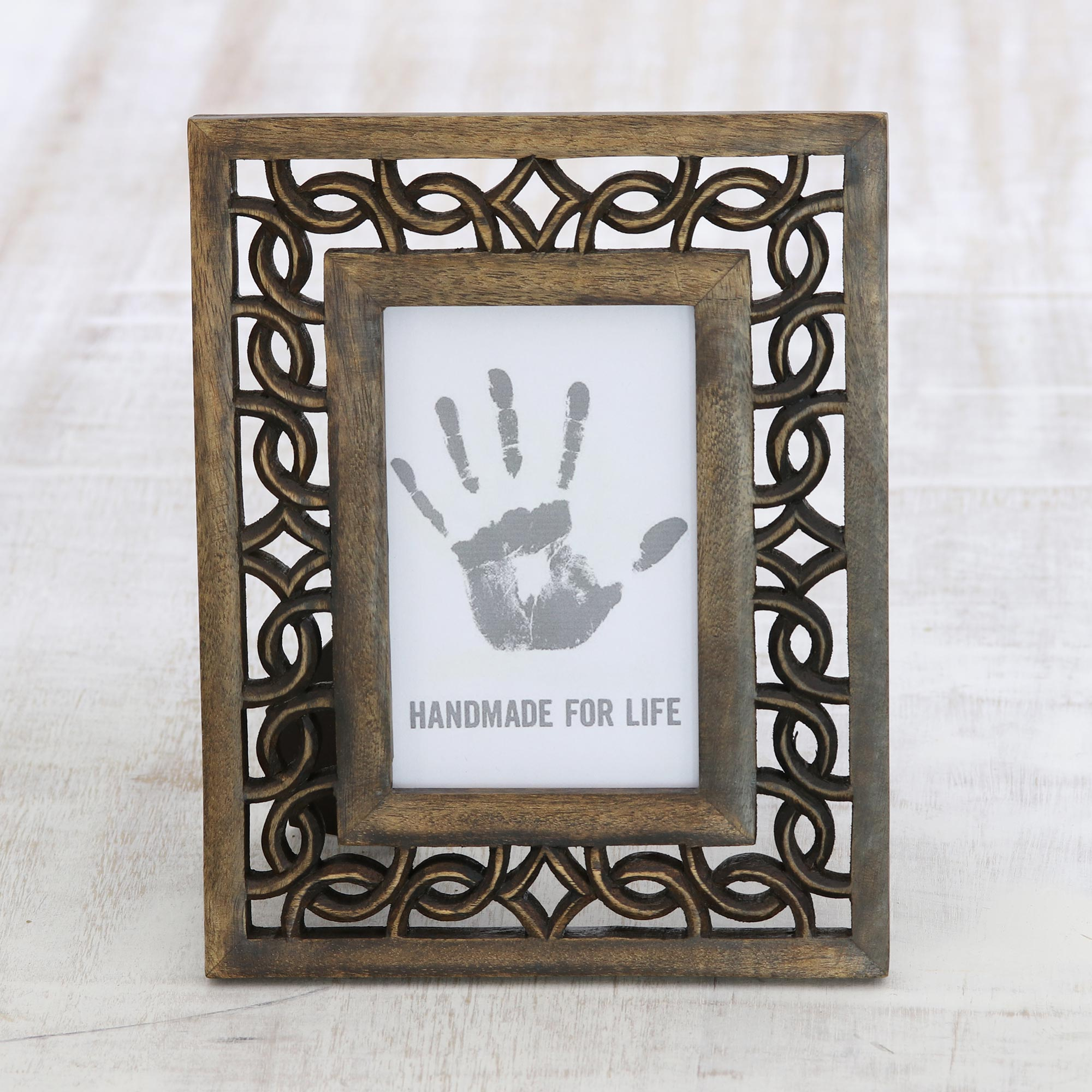 Hand Carved Wooden Photo Frame with Antiqued Finish (4x6) - Moradabad  Memories