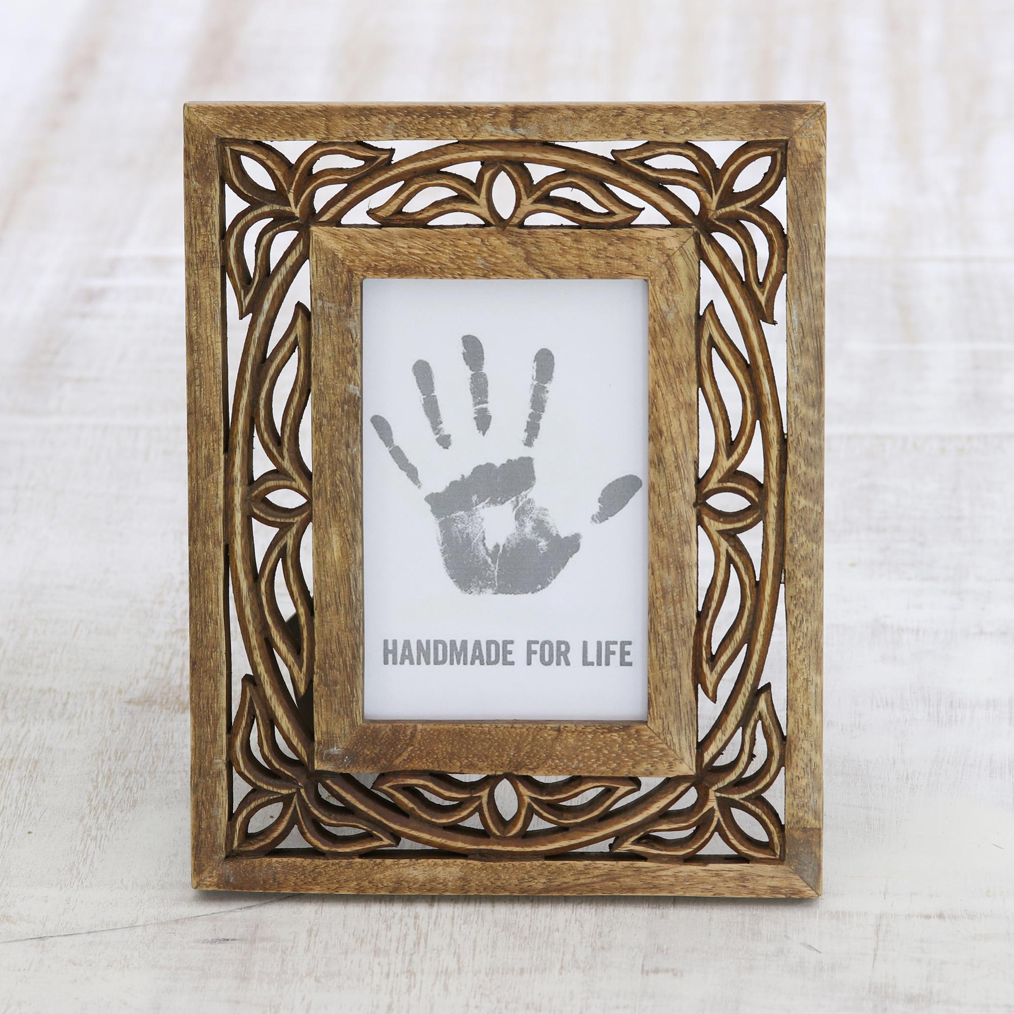 Hand Carved Wooden Photo Frame with Antiqued Finish (4x6) - Moradabad  Memories