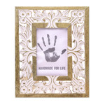 Wood photo frame, 'White Garden' (4x6) - Mango Wood Photo Frame Crafted in India (4x6)