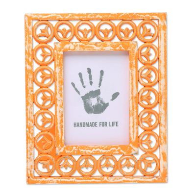 Hand-Painted Orange Hand-Painted Floral Photo Frame 5x7