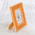 Wood photo frame, 'Orange Lotus' (5x7) - Hand-Painted Orange Hand-Painted Floral Photo Frame 5x7 (image 2b) thumbail