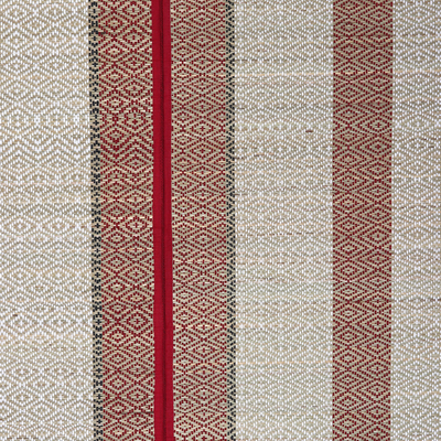 Cotton and reed blend area rug, 'Classic Stripes' (3x5.5) - Cotton and Reed Area Rug in Red and White (3x5.5)
