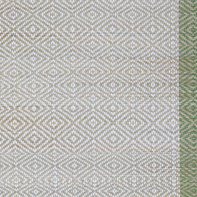 Cotton and grass reed blend area rug, 'Verdant Harmony' (2x4) - Cotton and Grass Reed Area Rug in Green and Ivory (2x4)