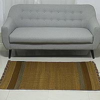 Wool area rug, 'Earthen Essence' (3x5) - Earth-Tone Handwoven Wool Area Rug (3x5) from India