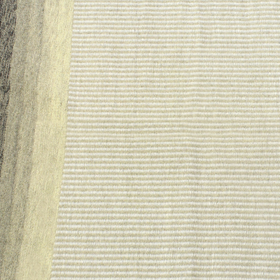 Wollteppich, 'Klassischer Charme' (3x5) - Gestreifter Woll-Flächenteppich in Schwarz und Beige (3x5) aus Indien