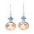 Citrine dangle earrings, 'Watery Gold' - Nine-Carat Citrine and Composite Turquoise Earrings