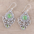 Peridot dangle earrings, 'Verdant Ecstasy' - Pear Peridot and Composite Turquoise Earrings from India