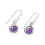 Sterling silver and composite turquoise dangle earrings, 'Adorable Moon in Purple' - Sterling Silver and Purple Composite Turquoise Earrings