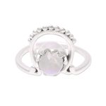 Rainbow moonstone cocktail ring, 'Morning Rainbow' - Handmade Rainbow Moonstone Cocktail Ring from India