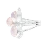 Rainbow moonstone cocktail ring, 'Triple Elegance' - Three-Stone Rainbow Moonstone Cocktail Ring from India