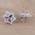 Rhodium plated sterling silver button earrings, 'Glistening Star' - Rhodium Plated Sterling Silver Button Earrings from India
