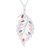 Rhodium plated sterling silver pendant necklace, 'Glittering Leaf' - Colorful Rhodium Plated Sterling Silver Leaf Necklace