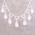 Rose quartz pendant necklace, 'Delightful Dance' - Rose Quartz Linked Pendant Necklace from India (image 2) thumbail