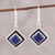 Lapis lazuli dangle earrings, 'Chic Kites' - Blue Lapis Lazuli Square Dangle Earrings from India