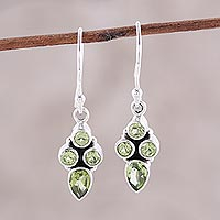 Peridot dangle earrings, 'Sparkling Forest' - Green Peridot Dangle Earrings Crafted in India