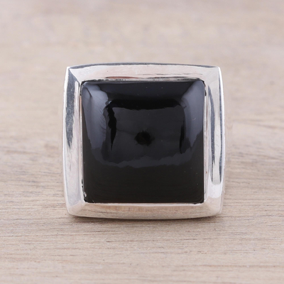 Onyx-Ring - Moderner Ring aus schwarzem Onyx, hergestellt in Indien